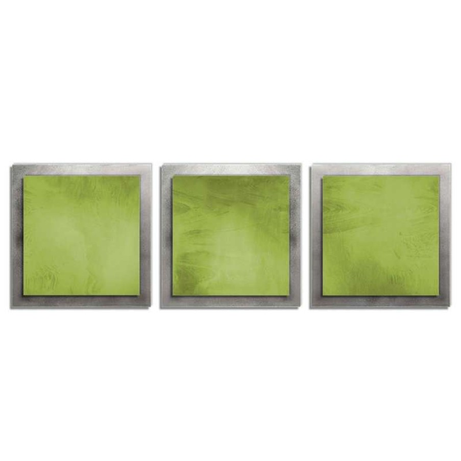 Wall Decor * | Best Reviews Of Modern Crowd Green Essence, Contemporary Green And Silver Wall Art, Giclee On Metal