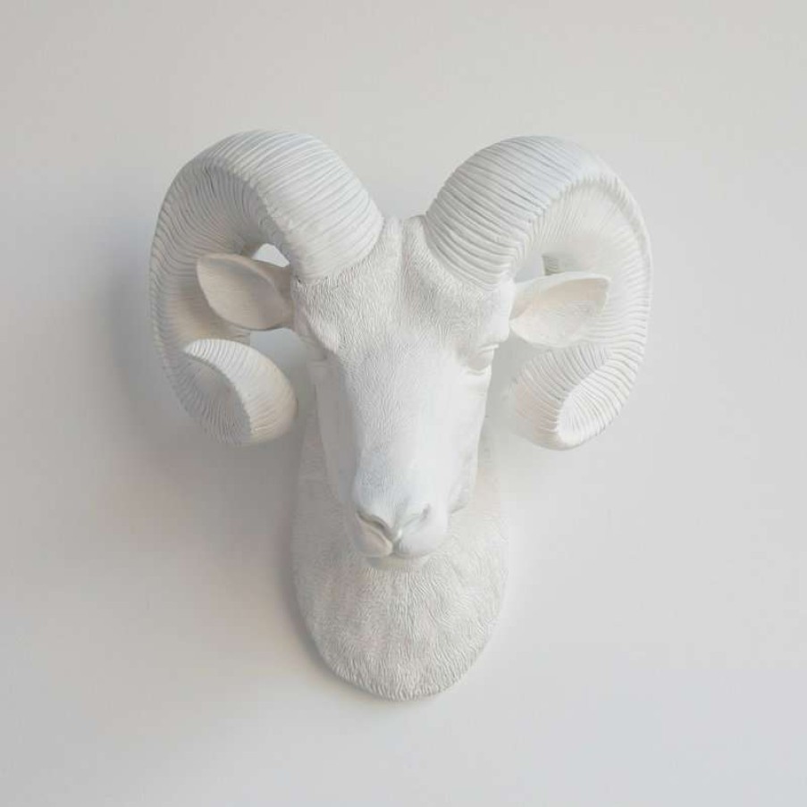 Wall Decor * | Promo Near And Deer Resin Ram Head Wall Mount, White