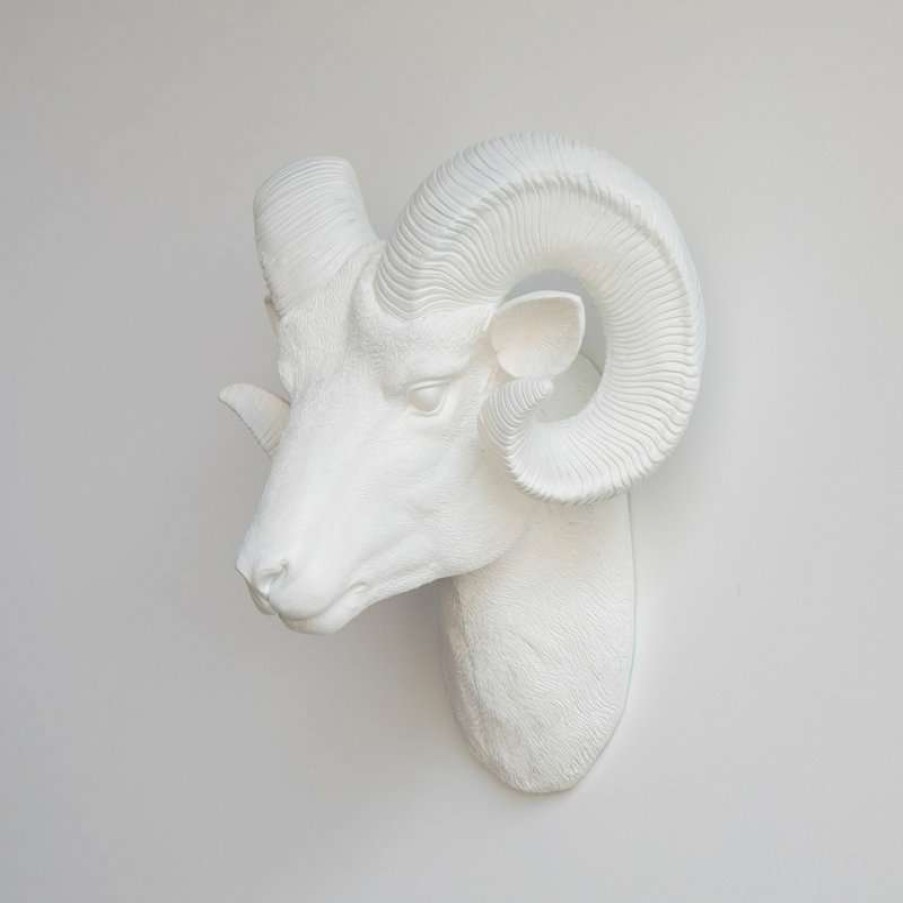 Wall Decor * | Promo Near And Deer Resin Ram Head Wall Mount, White