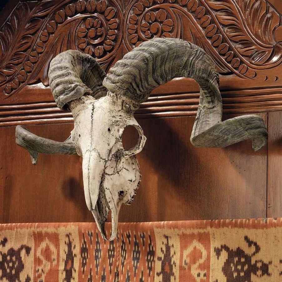 Wall Decor * | Best Sale Design Toscano Corsican Resin Ram Skull And Horns Wall Trophy