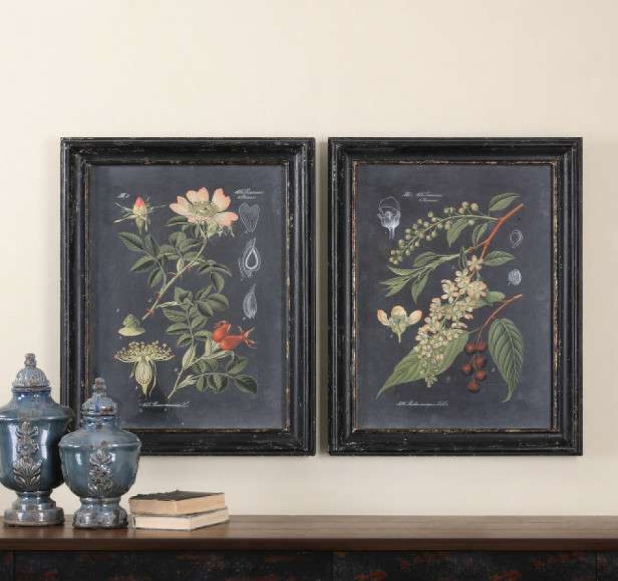 Wall Decor * | Buy Uttermost "Midnight Botanicals" 2-Piece Wall Art Set, 24.63 X32.63