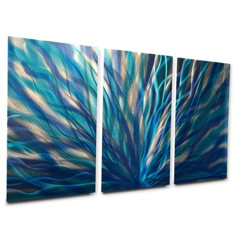 Wall Decor * | Coupon Miles Shay Metal Art Metal Wall Art Decor Abstract Contemporary Modern Sculpture- Radiance Blue 47