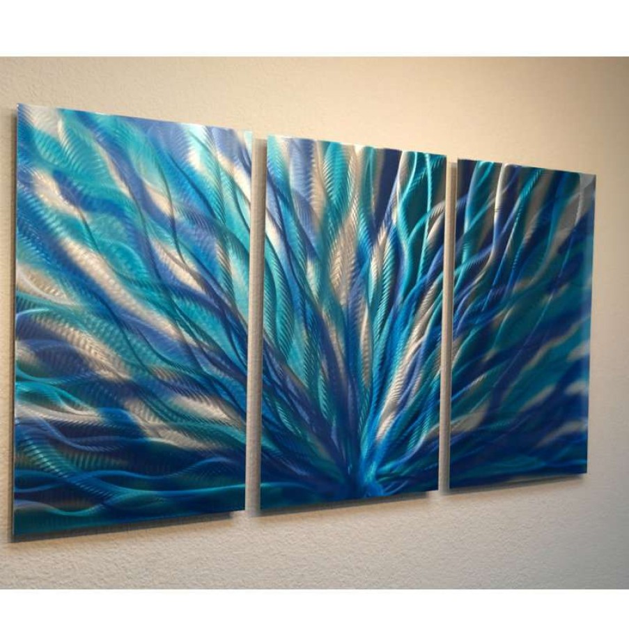 Wall Decor * | Coupon Miles Shay Metal Art Metal Wall Art Decor Abstract Contemporary Modern Sculpture- Radiance Blue 47