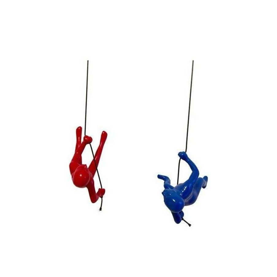 Wall Decor * | Coupon Eladitems Climbing Man Wall Art Position Blue , Red 2-Pieces