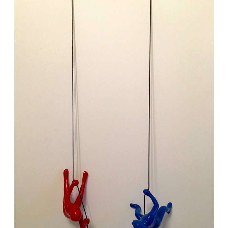 Wall Decor * | Coupon Eladitems Climbing Man Wall Art Position Blue , Red 2-Pieces