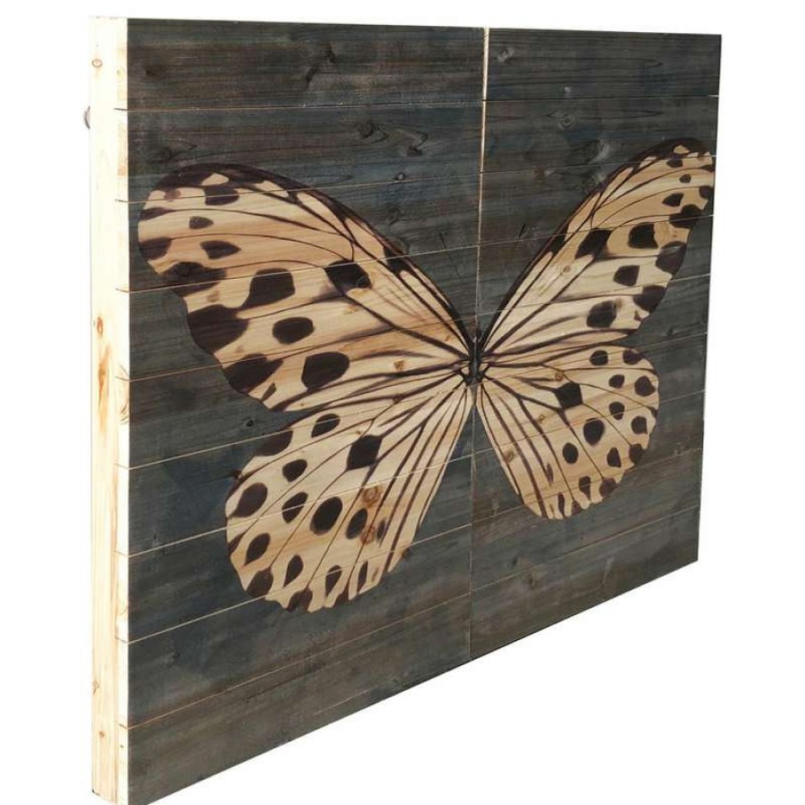 Wall Decor * | Cheap Gallery 57 Butterfly Diptych Print On Wood, Blue, 2 Piece, 29 X29 Overall