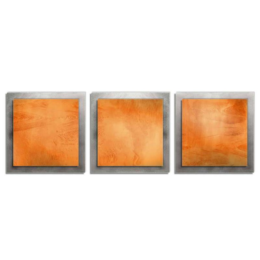 Wall Decor * | Cheapest Modern Crowd Orange Essence, Modern Orange And Silver Wall Decor, Giclee On Metal