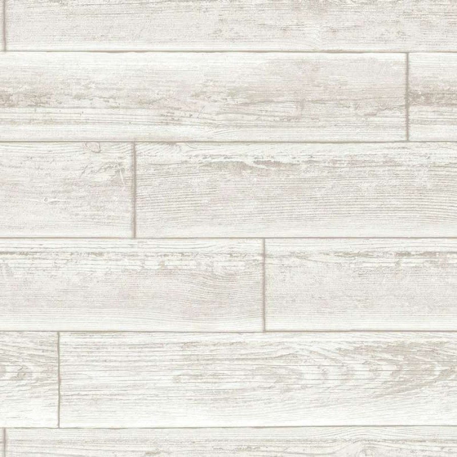 Wall Decor * | Budget Brewster Home Fashions Nu1930 Serene Peel & Stick Wallpaper In Cream Neutral Gray Wood Chic Element