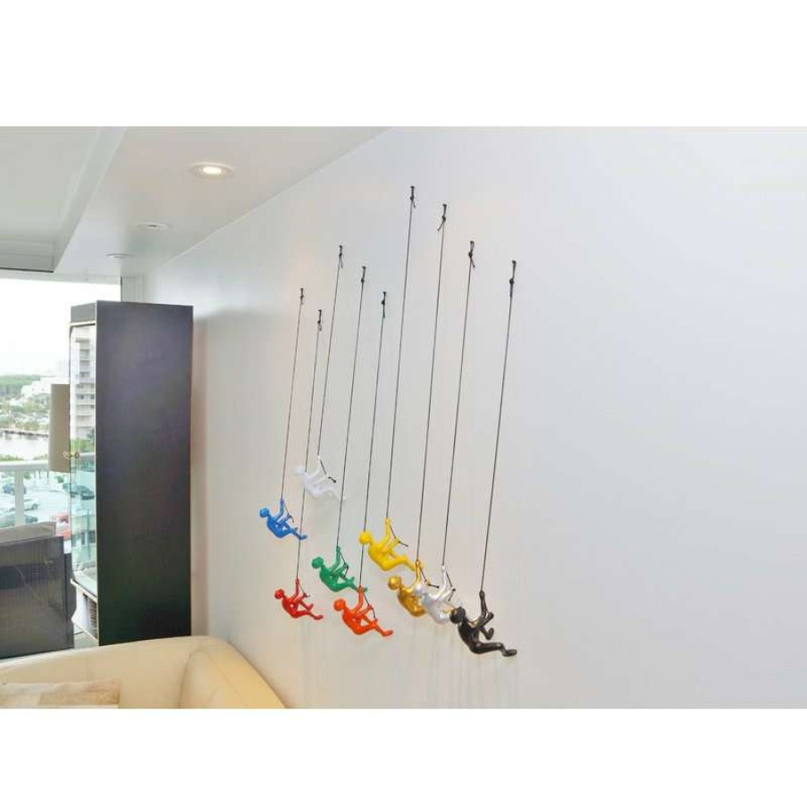 Wall Decor * | Coupon Eladitems The Collection 8-Piece Climbing Man Wall Art Sculpture