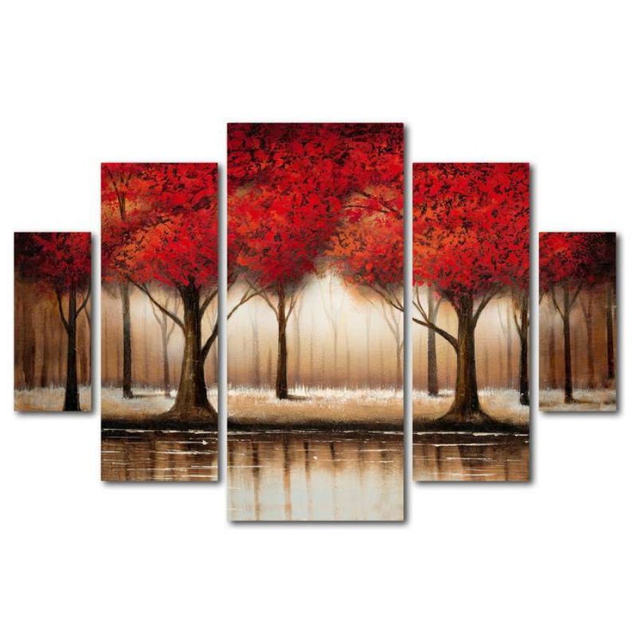 Wall Decor * | Flash Sale Trademark Fine Art 'Parade Of Red Trees' Multi-Panel Canvas Art Set By Rio