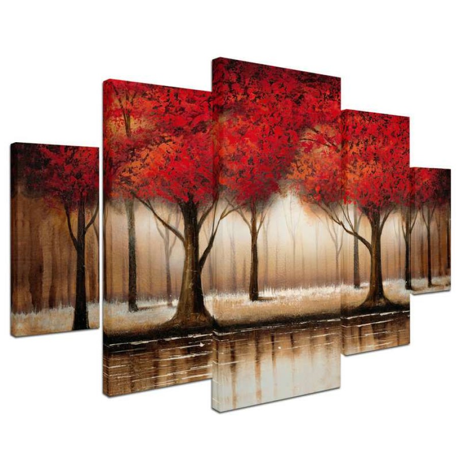 Wall Decor * | Flash Sale Trademark Fine Art 'Parade Of Red Trees' Multi-Panel Canvas Art Set By Rio