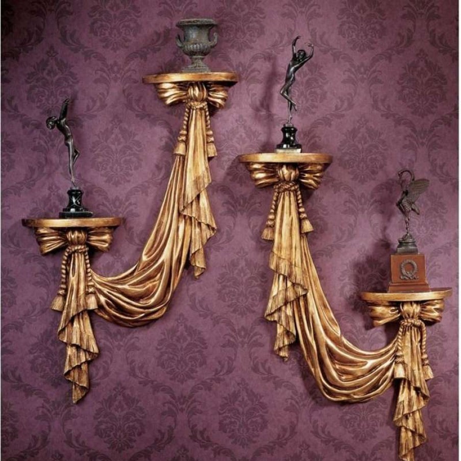 Wall Decor * | Best Reviews Of Design Toscano St. Louis Draped Sculptural Wall Accents, Set Of 2