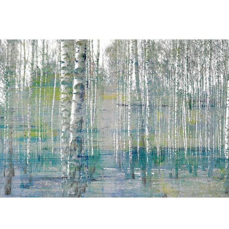 Wall Decor * | Discount Parvez Taj "Teal Tree Forest" Painting Print On Wrapped Canvas, 45 X30