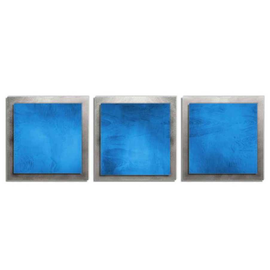 Wall Decor * | Hot Sale Modern Crowd Blue Essence, Modern Metal Wall Art, Giclee On Metal