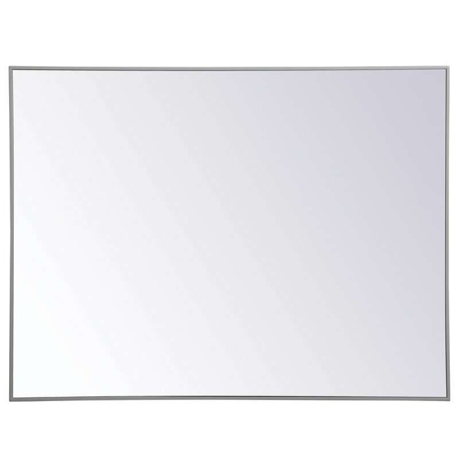 Mirrors * | Flash Sale Elegant Furniture & Lighting Metal Frame Rectangle Mirror 36 Inch X 48 Inch In Grey