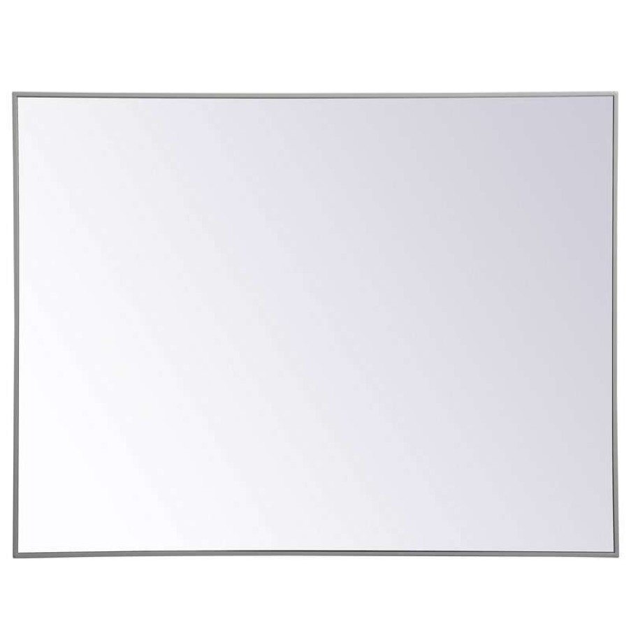 Mirrors * | Flash Sale Elegant Furniture & Lighting Metal Frame Rectangle Mirror 36 Inch X 48 Inch In Grey