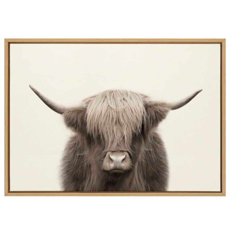 Wall Decor * | Buy Uniek Sylvie Highland Cow Canvas By The Creative Bunch Studio, Natural 23 33