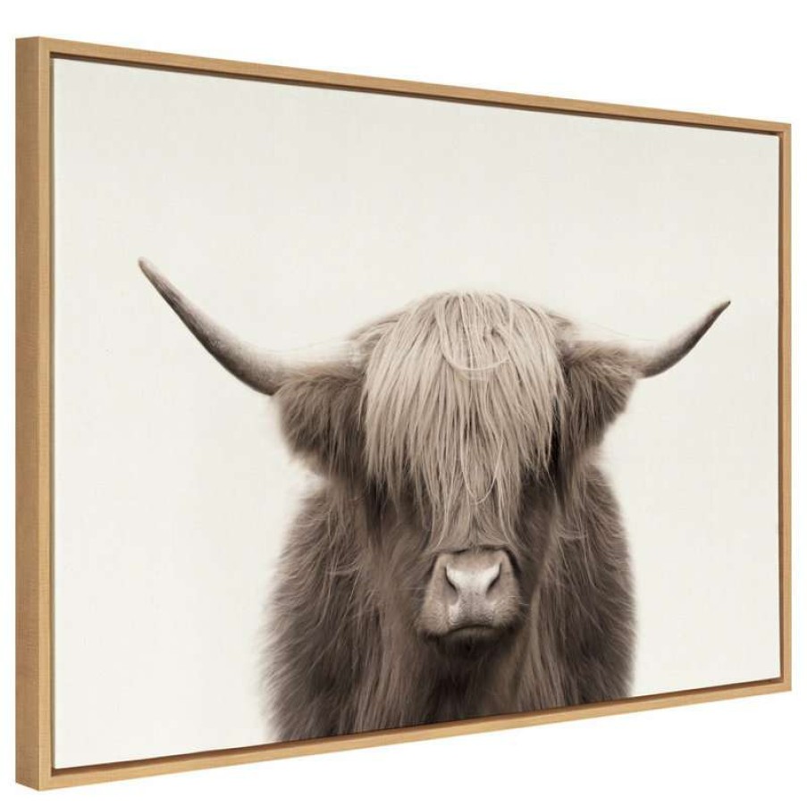 Wall Decor * | Buy Uniek Sylvie Highland Cow Canvas By The Creative Bunch Studio, Natural 23 33