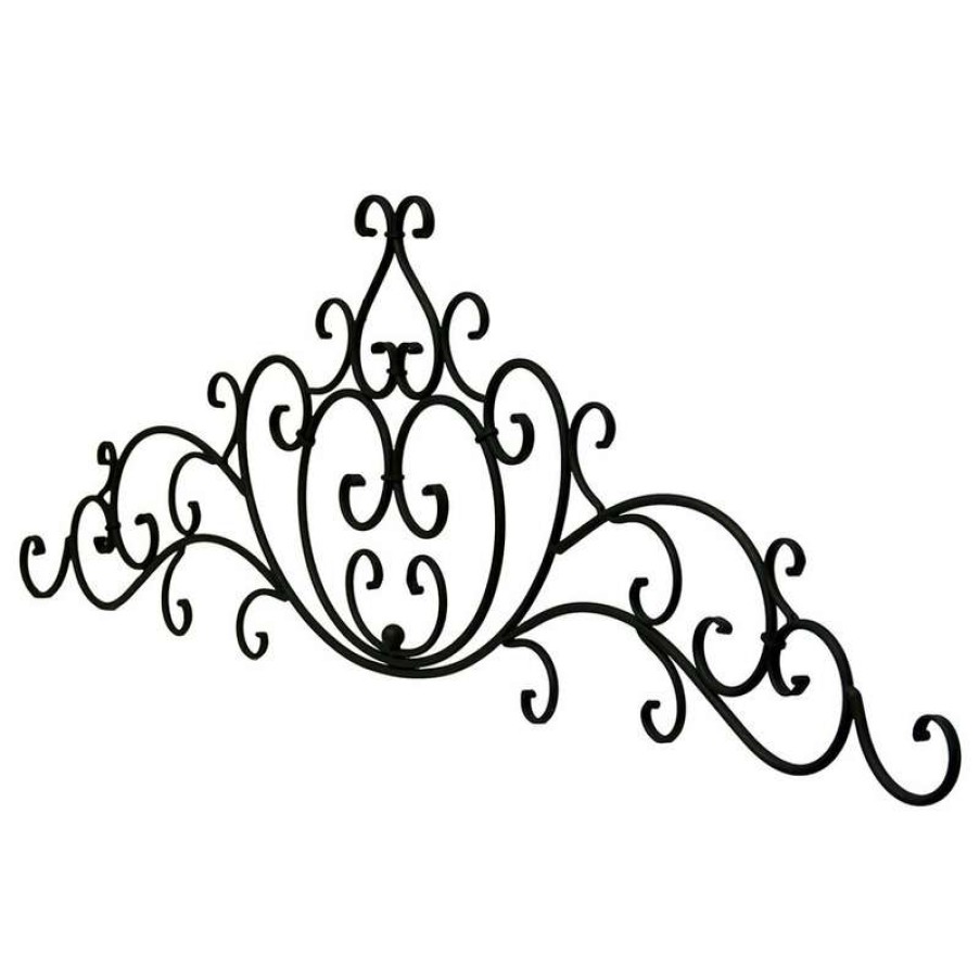 Wall Decor * | Brand New Zeckos Classic Black Decorative Metal Scroll Motif Wall Hanging