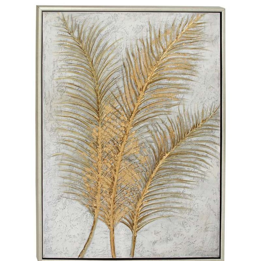 Wall Decor * | Best Deal Cosmoliving By Cosmopolitan Glam Gold Canvas Framed Wall Art 43978