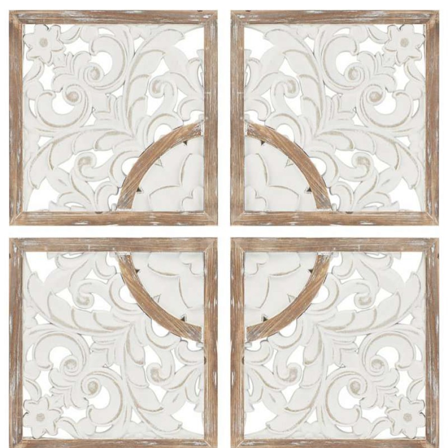 Wall Decor * | Promo Olliix Madison Park Medallion Wood Wall Decor 4-Pc Set Mp95B-0259