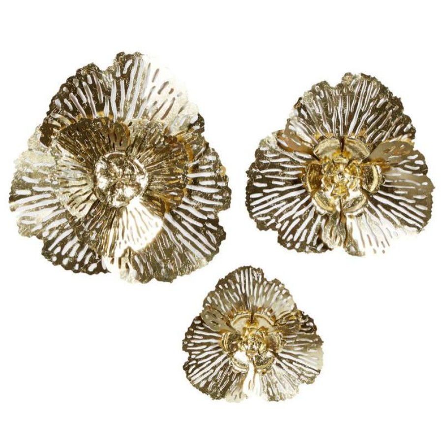 Wall Decor * | Budget Brimfield & May Set Of 3 Gold Metal Glam Wall Decor 92165