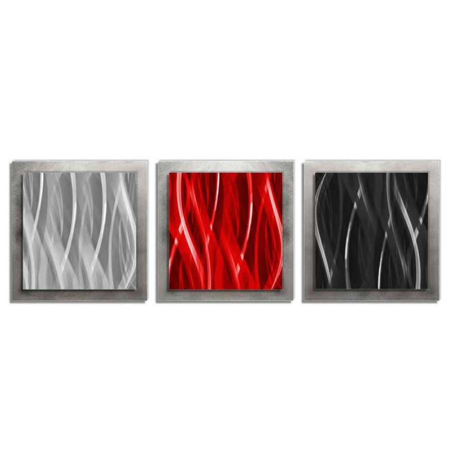 Wall Decor * | Best Sale Modern Crowd Red Black Silver Essence, Edgy Metal Wall Decor