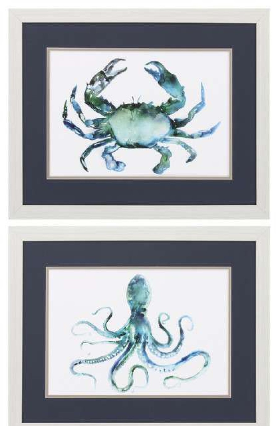 Wall Decor * | Budget Propac Images "Crab Octopus" Framed Artwork, Set Of 2