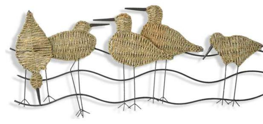 Wall Decor * | Cheapest Stylecraft Flock Of Birds In Metal And Natural Woven Material