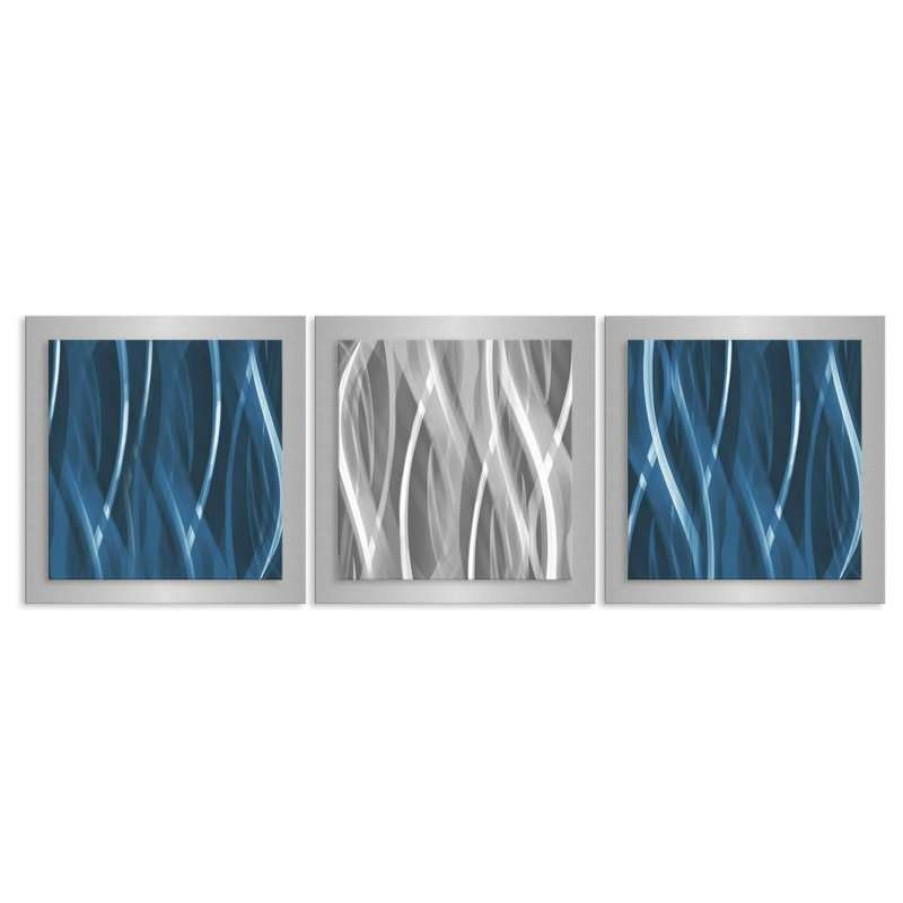 Wall Decor * | New Modern Crowd Blue And Silver Essence, Contemporary Artwork, Metal Wall Decor