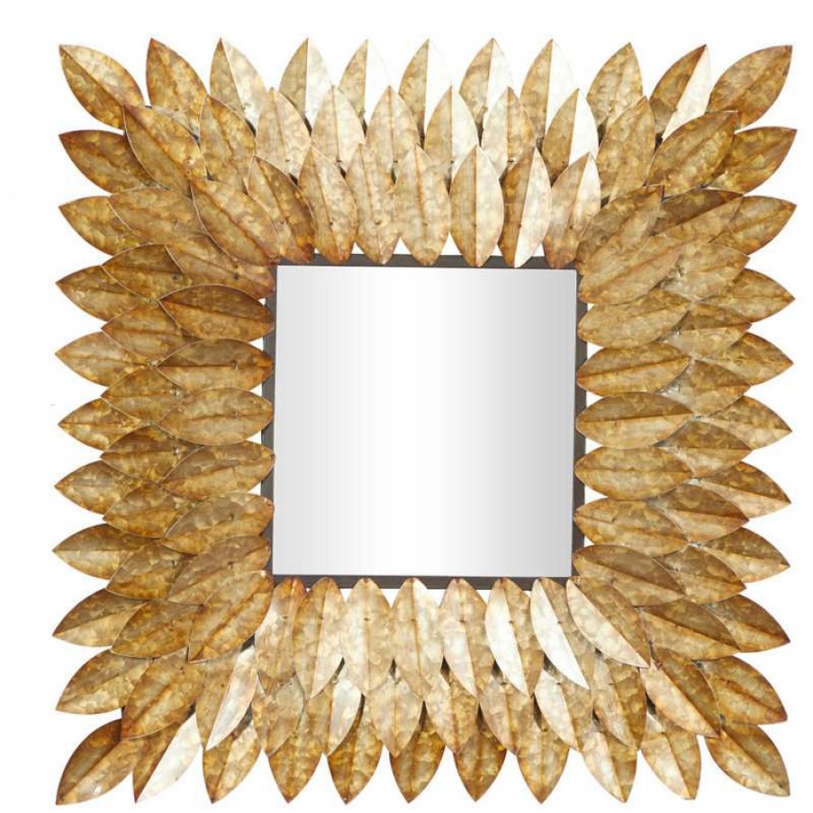 Mirrors * | Top 10 Brimfield & May Rustic Brown Metal Wall Mirror 48510