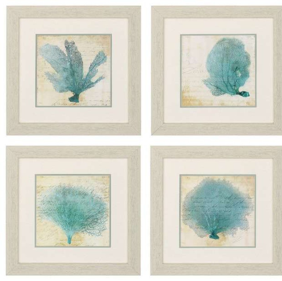 Wall Decor * | Best Pirce Propac Images Blue Coral Print, Set Of 4