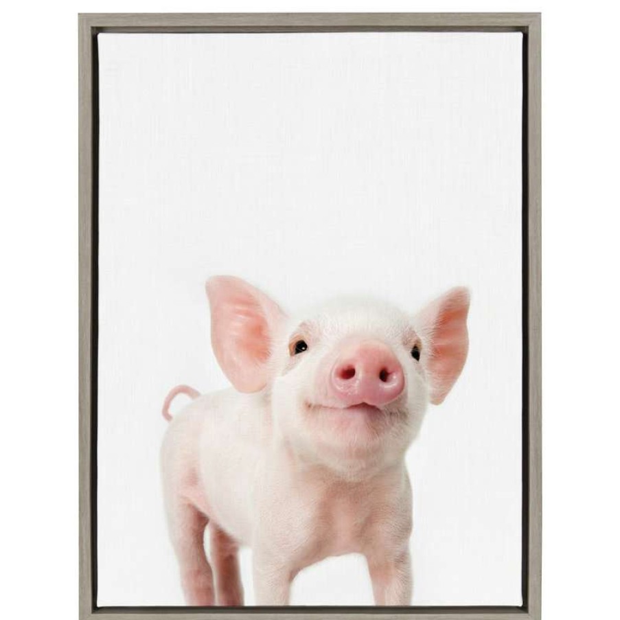 Wall Decor * | Best Sale Uniek Sylvie Baby Piglet Animal Print Framed Canvas Wall Art By Amy Peterson, 18 24