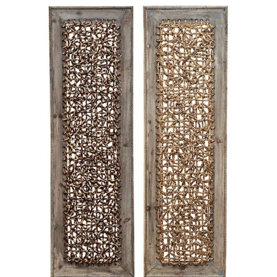 Wall Decor * | Promo Brimfield & May Set Of 2 Brown Wood Farmhouse Abstract Wall Decor 51764