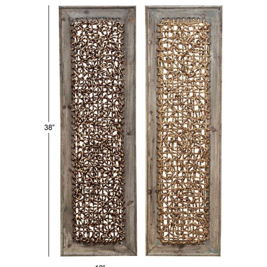 Wall Decor * | Promo Brimfield & May Set Of 2 Brown Wood Farmhouse Abstract Wall Decor 51764