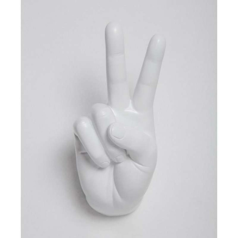 Wall Decor * | Cheapest Interior Illusions Plus White Peace Hand Wall Mount, 8.5 Tall