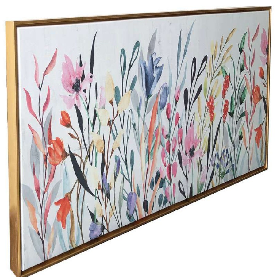 Wall Decor * | Outlet Gallery 57 Colorful Wildflower Print On Canvas In Gold Floating Frame, 19 45