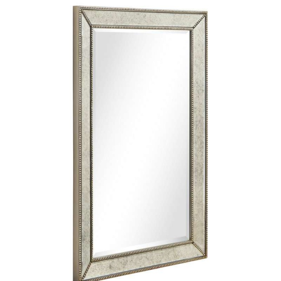 Mirrors * | Best Sale Empire Art Direct Champagne Beveled Antique Wall Mirror 1 Beveled Center, Wood Frame 36 X24