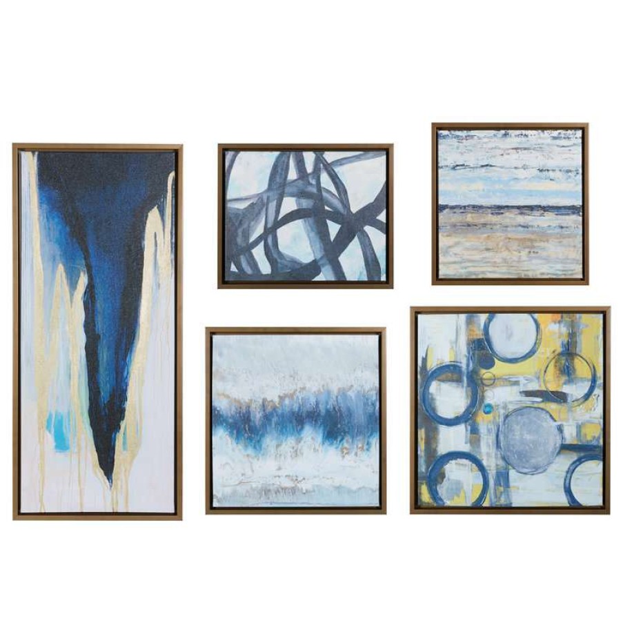 Wall Decor * | Cheap Olliix Madison Park Blue Bliss Gallery Art, 5-Piece Set