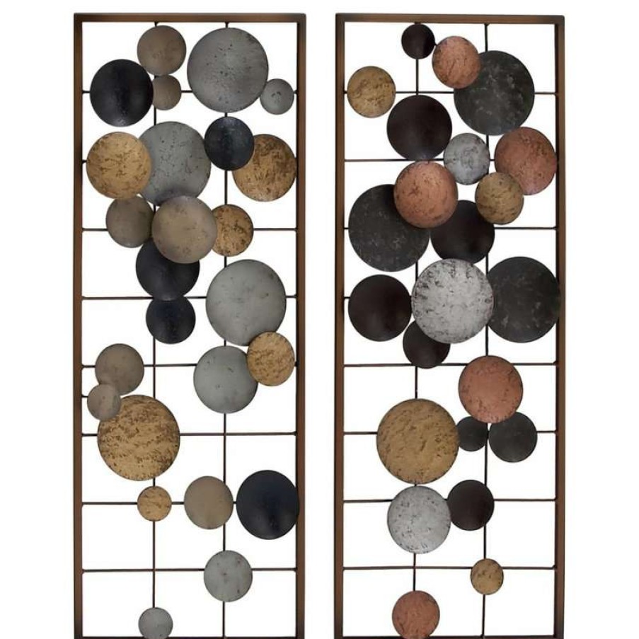 Wall Decor * | Flash Sale Zimlay Contemporary Framed Iron Disc Set Of 2 Wall Decor 23477