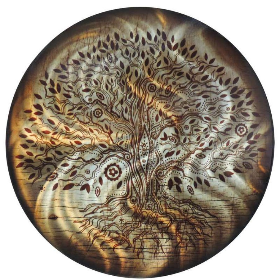 Wall Decor * | Brand New Next Innovations Tree Of Life Amber Round Wall Art, 16