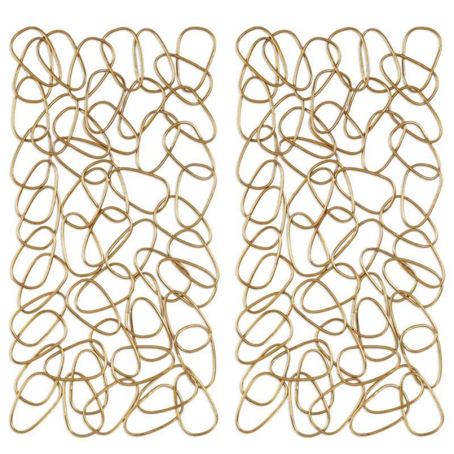 Wall Decor * | Wholesale Uttermost In The Loop Gold Wall Art, Set Of 2