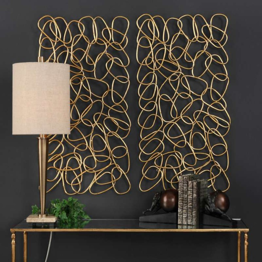 Wall Decor * | Wholesale Uttermost In The Loop Gold Wall Art, Set Of 2