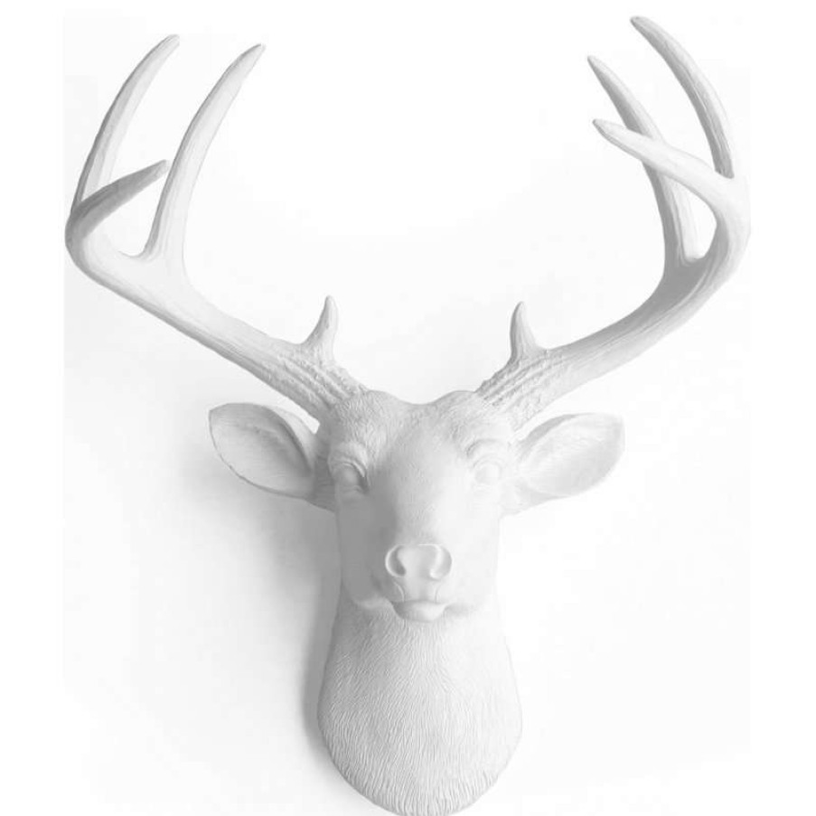 Wall Decor * | Brand New Wall Charmers Virginia Faux Mini Deer Head, White/White