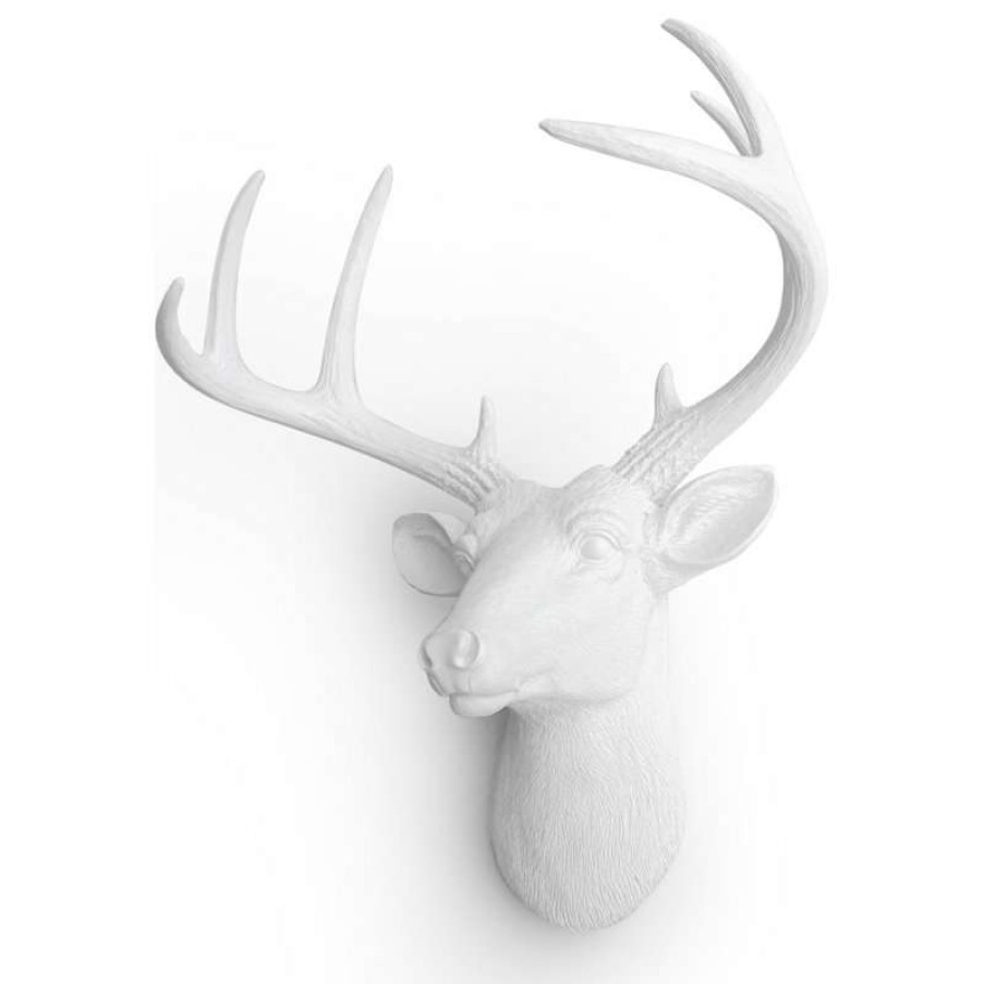 Wall Decor * | Brand New Wall Charmers Virginia Faux Mini Deer Head, White/White