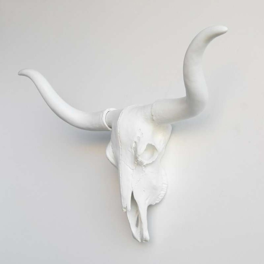 Wall Decor * | Discount Near And Deer Large Faux Skull Texas Longhorn, White